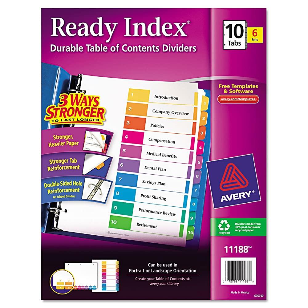 1-10 Number Tab Binder Dividers Set 11188