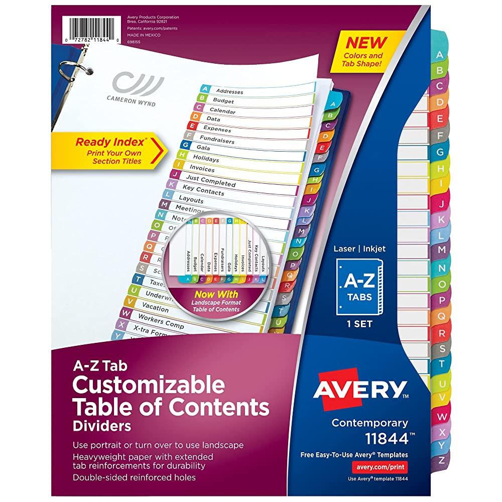 A-Z Tab Binder Dividers Set 11844