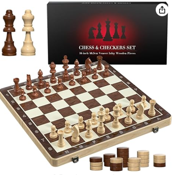 Magnetic Chess Set with Checkers - Meuzhen 16 inches