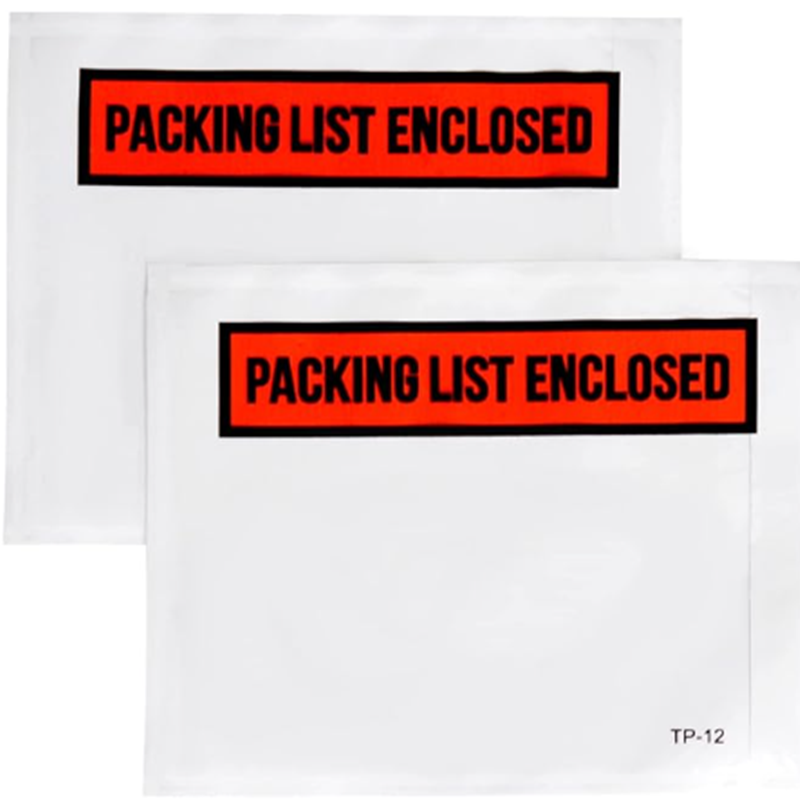 Clear Self-Adhesive PACKING LIST ENCLOSED Shipping Pouch