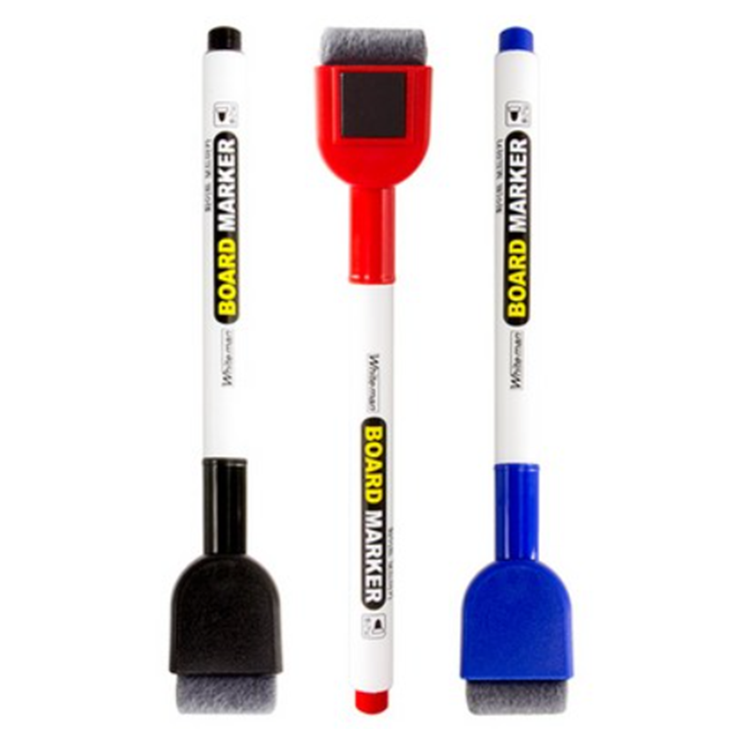 Magnetic Whiteboard Marker with Eraser Top 3 Color Set