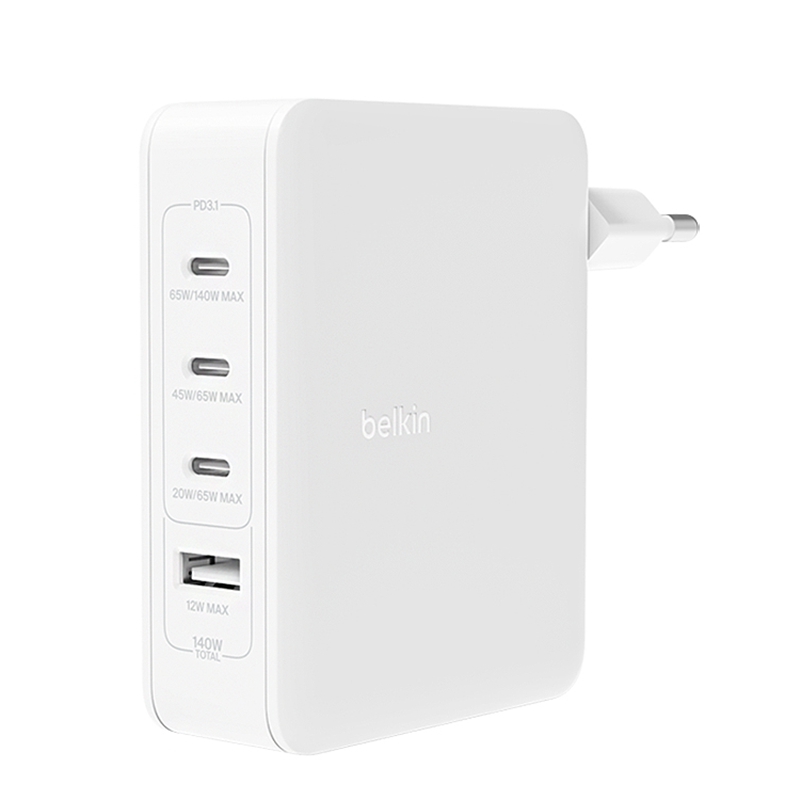 USB-C & USB-A Multi Port Fast Charger (Free Voltage) With US Prong Plug Set