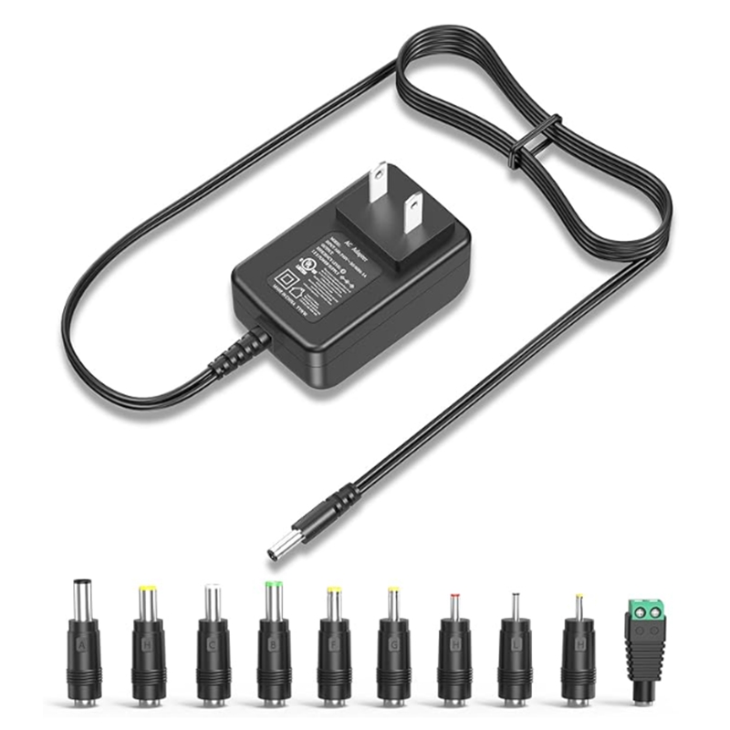 AC/DC Adapter | Charger | Power Cable 12V 3A with 10 Interchangeable DC Jacks