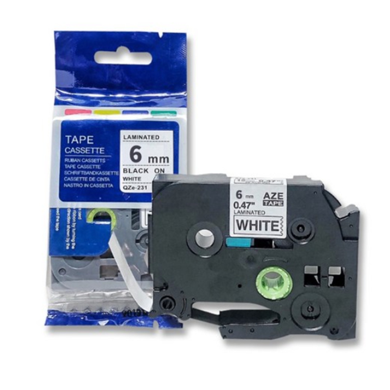 Compatible Brother P-Touch Laminated Label Tapes White 6mm