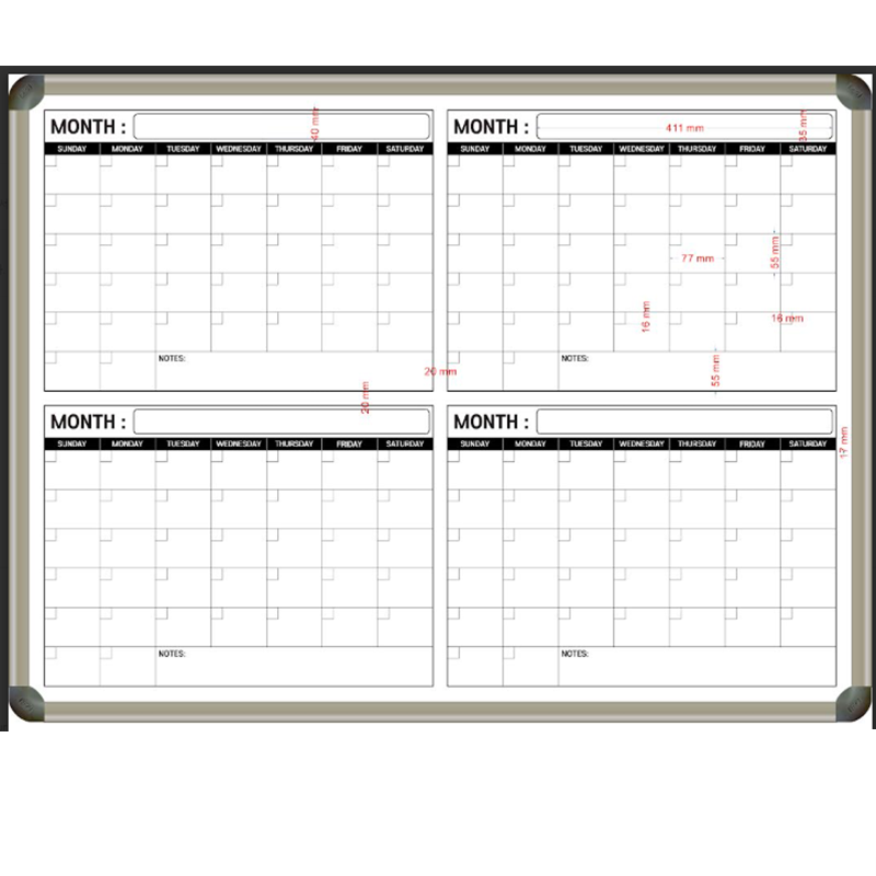 Custom 4 Month Dry Erase Board | Whiteboard Aluminum Frame Magnetic