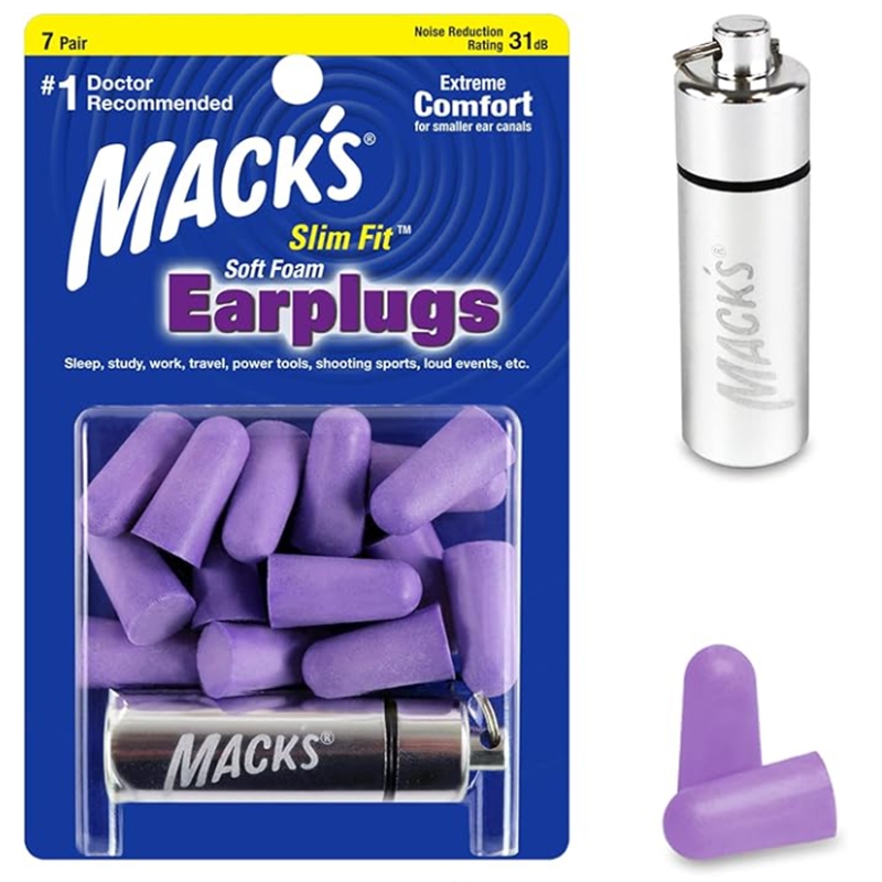 Slim Fit Soft Foam Earplugs 7 Pair with Travel Case