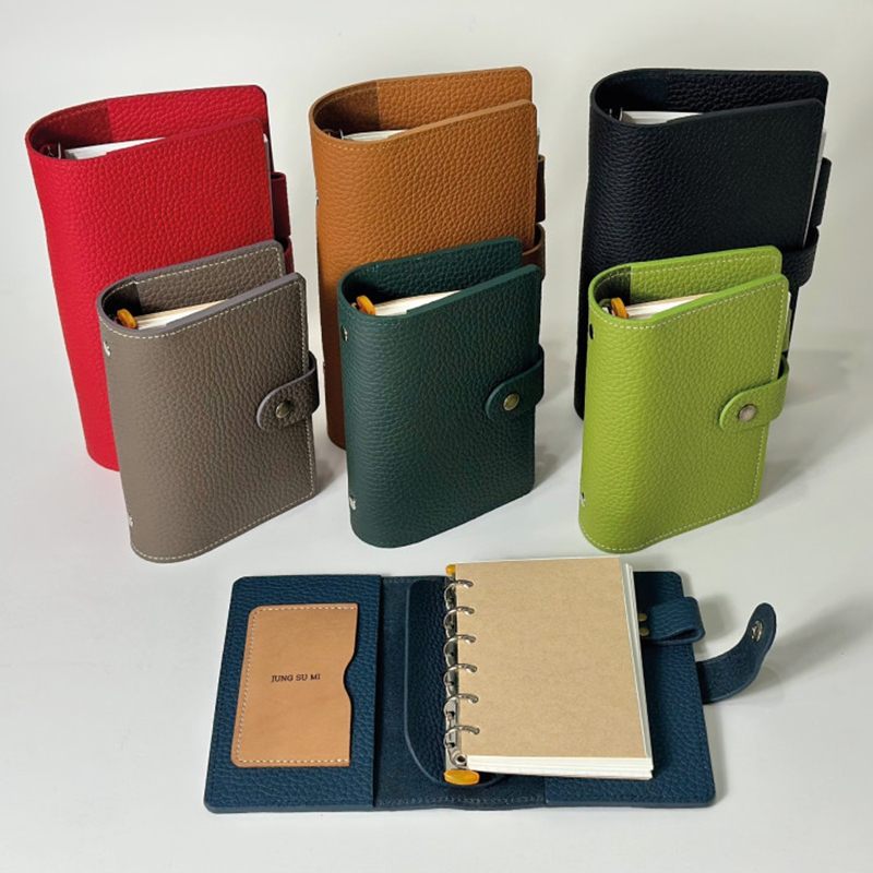 6-Ring Handmade Genuine Cowhide Leather Diary Binder A6