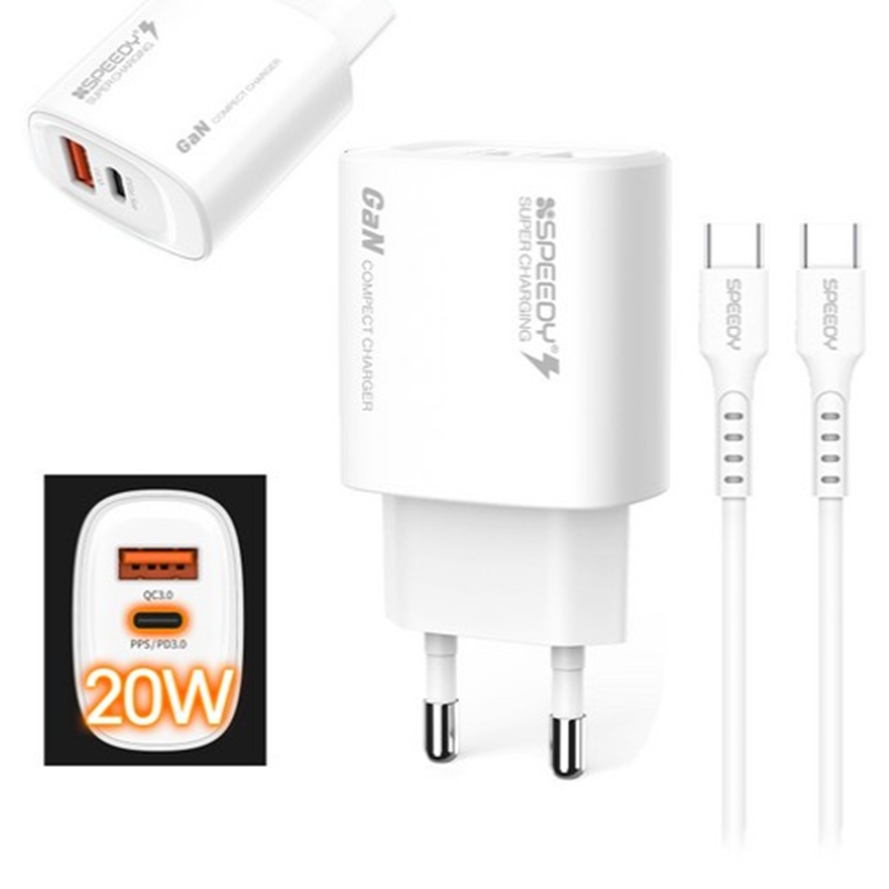 Dual Power Adapter | Wall Charger with USB-C Type Cable