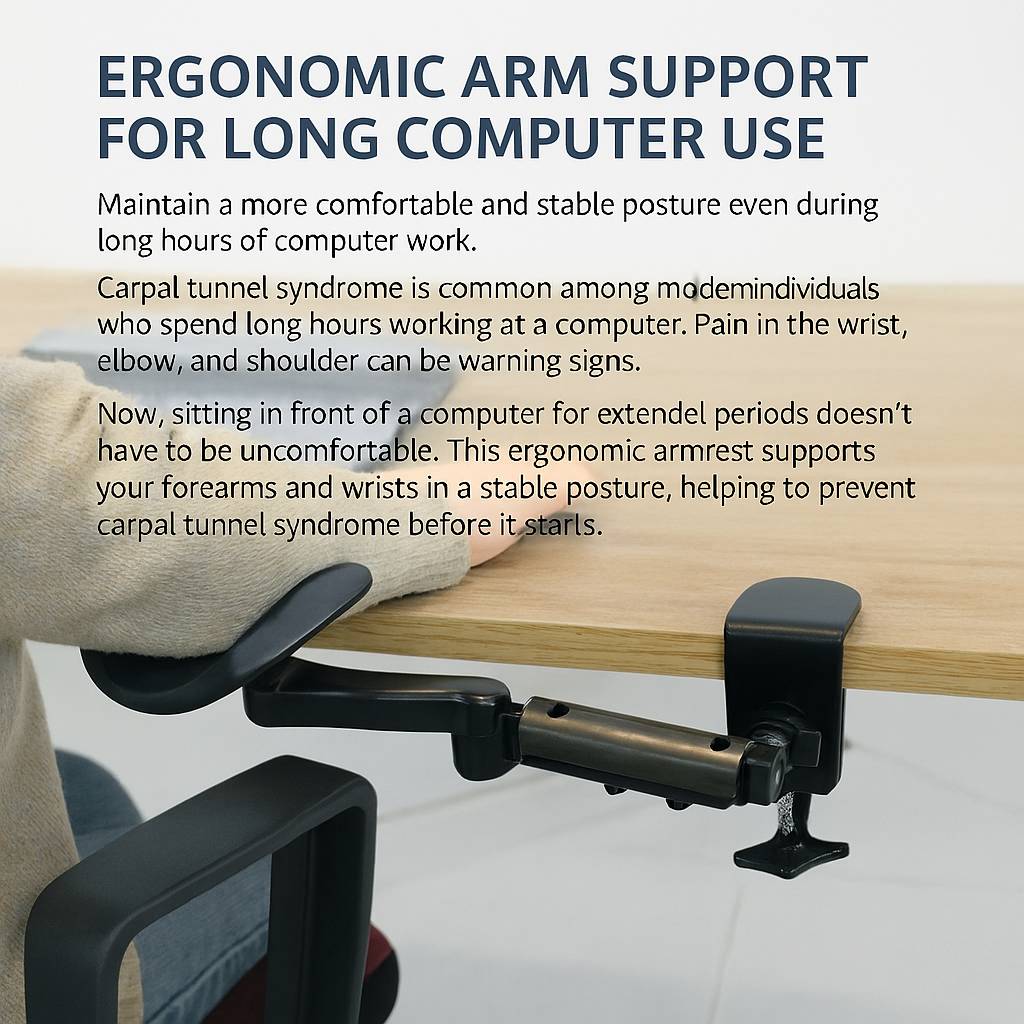 Adjustable Desk Arm Rest for Desk | Ergonomic Elbow Rest Pad 360�� Rotating