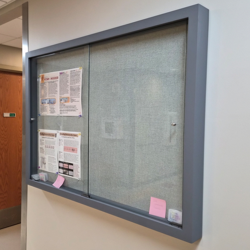 Magnetic Fabric Bulletin Board with Glass Sliding Door (custom-size)