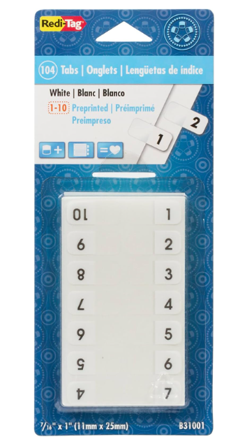 1-10 Numbered Tabs