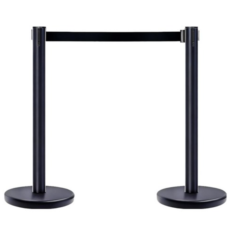 Stand Caution | Crowd Control | Black Stanchion with Retractable Belt