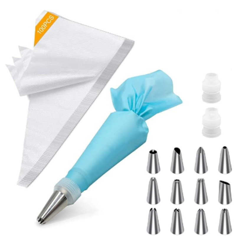 Piping Bags and Tips, Cake Piping Bags and Tips Suitable for Beginners Included 100PCS 16 Inch Dispo