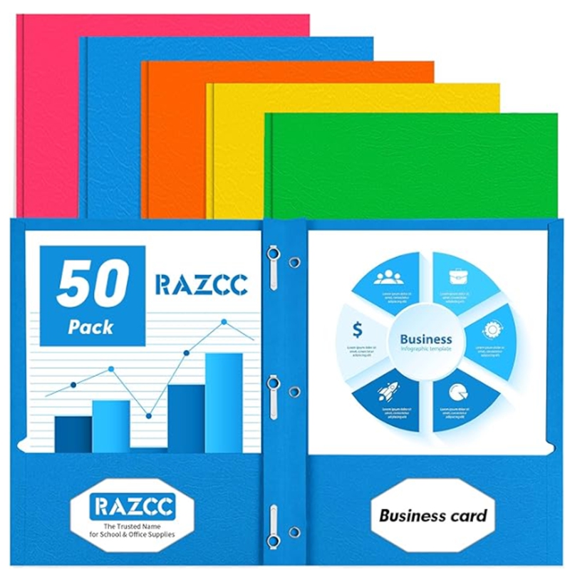 Two Pocket Folders with 3 Prongs