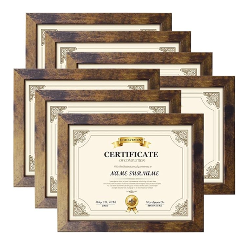 PETAFLOP Wooden 8.5x11 Picture Frame Rustic Certificate Frames