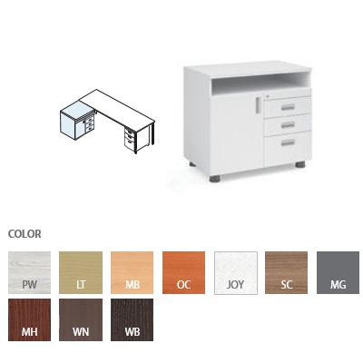Desk Side Cabinet (2 Tier / Half Door, Drawer type / Upper storage)