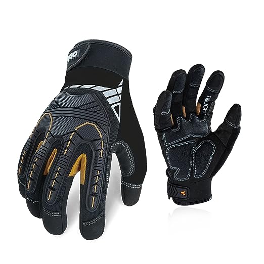 Heavy-Duty Synthetic Leather Work Gloves | Impact Protection Mechanic Gloves